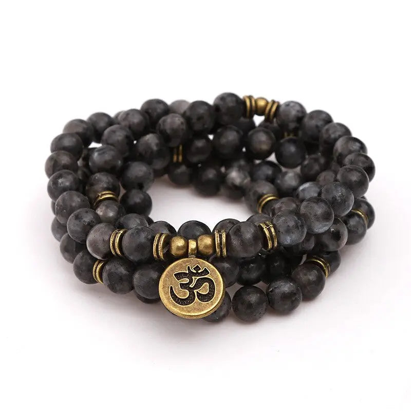 Balancing Black Onyx Om Mala Necklace YourSoulPlace.com