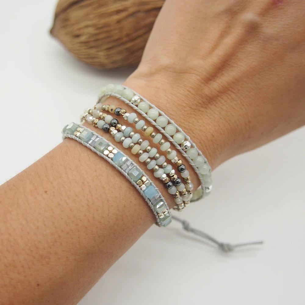 Trust Amazonite & Hematite Stone Wrap Bracelet-Your Soul Place