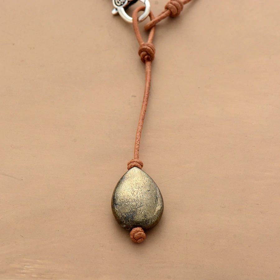 Pyrite Pebble Teardrop  Necklace-Your Soul Place