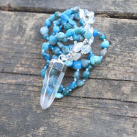 Thumbnail for Natural Blue Apatite and Clear Quartz Crystal Necklace-Your Soul Place