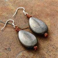 Thumbnail for The Earth Pyrite Teardrop Earrings-Your Soul Place