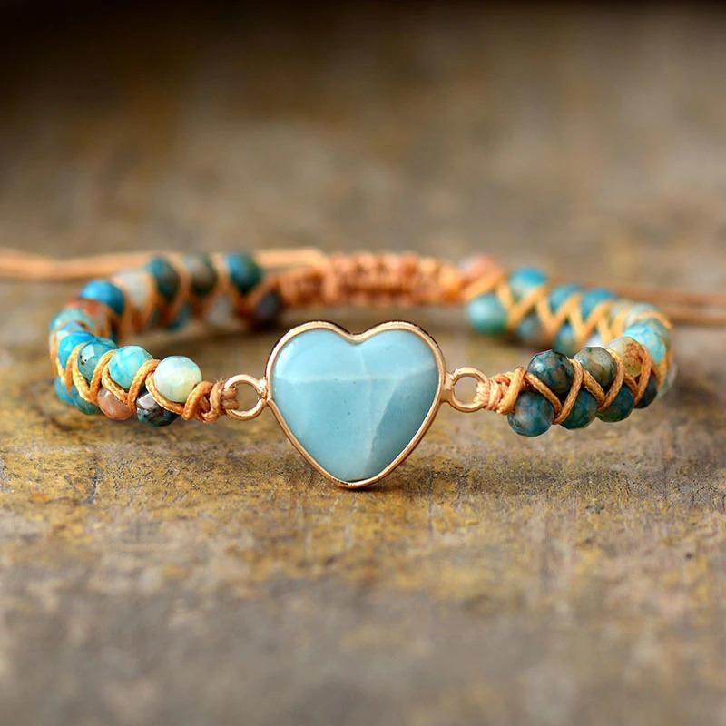 Blue Sky Heart Amazonite Bracelet-Your Soul Place