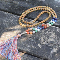 Thumbnail for 7 Chakra Wood Grain Stone 108 Beads Mala Necklace-Your Soul Place