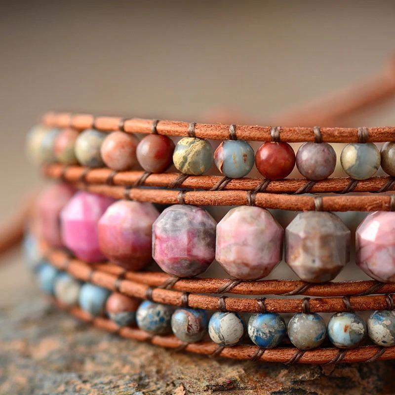 Tranquility Pink Rhodonite Wrap Bracelet-Your Soul Place