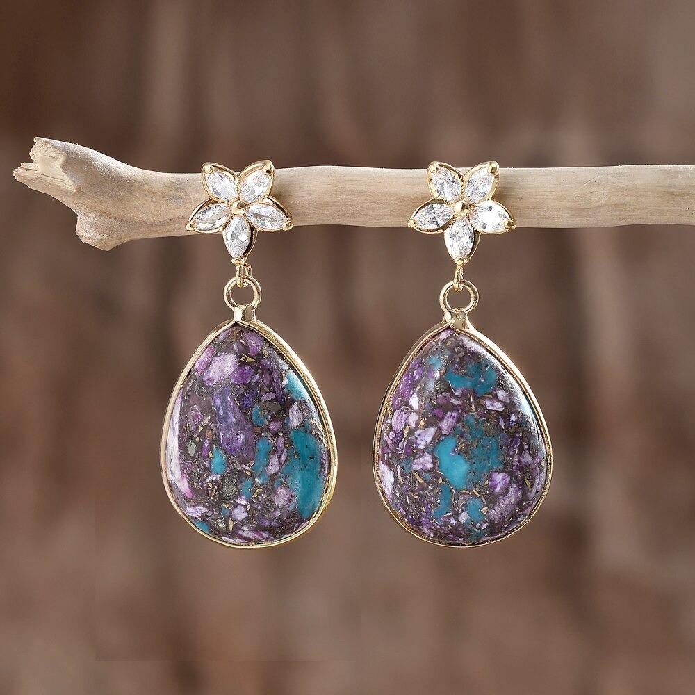 Purple Floral Jasper Earrings-Your Soul Place