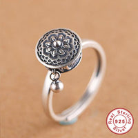 Thumbnail for 925 Sterling Silver Rotating Tibetan Prayer Wheel Six True Words Mantra Ring-Your Soul Place