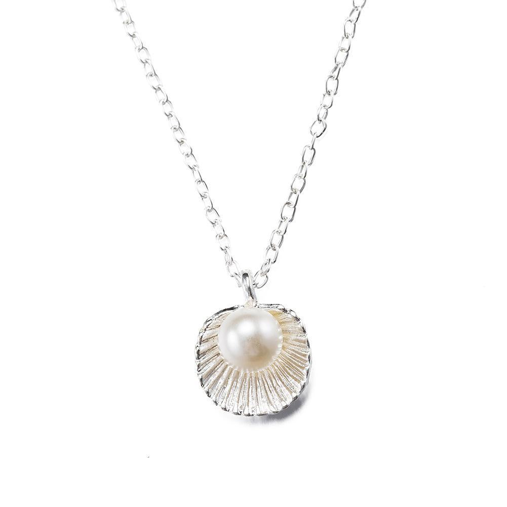 Seashell Pearl White Gold Necklace-Your Soul Place
