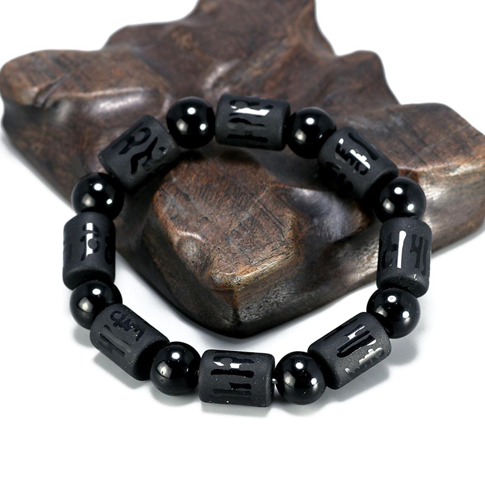 Natural Matte Obsidian Stones Energy Healing Mantra Bracelet-Your Soul Place