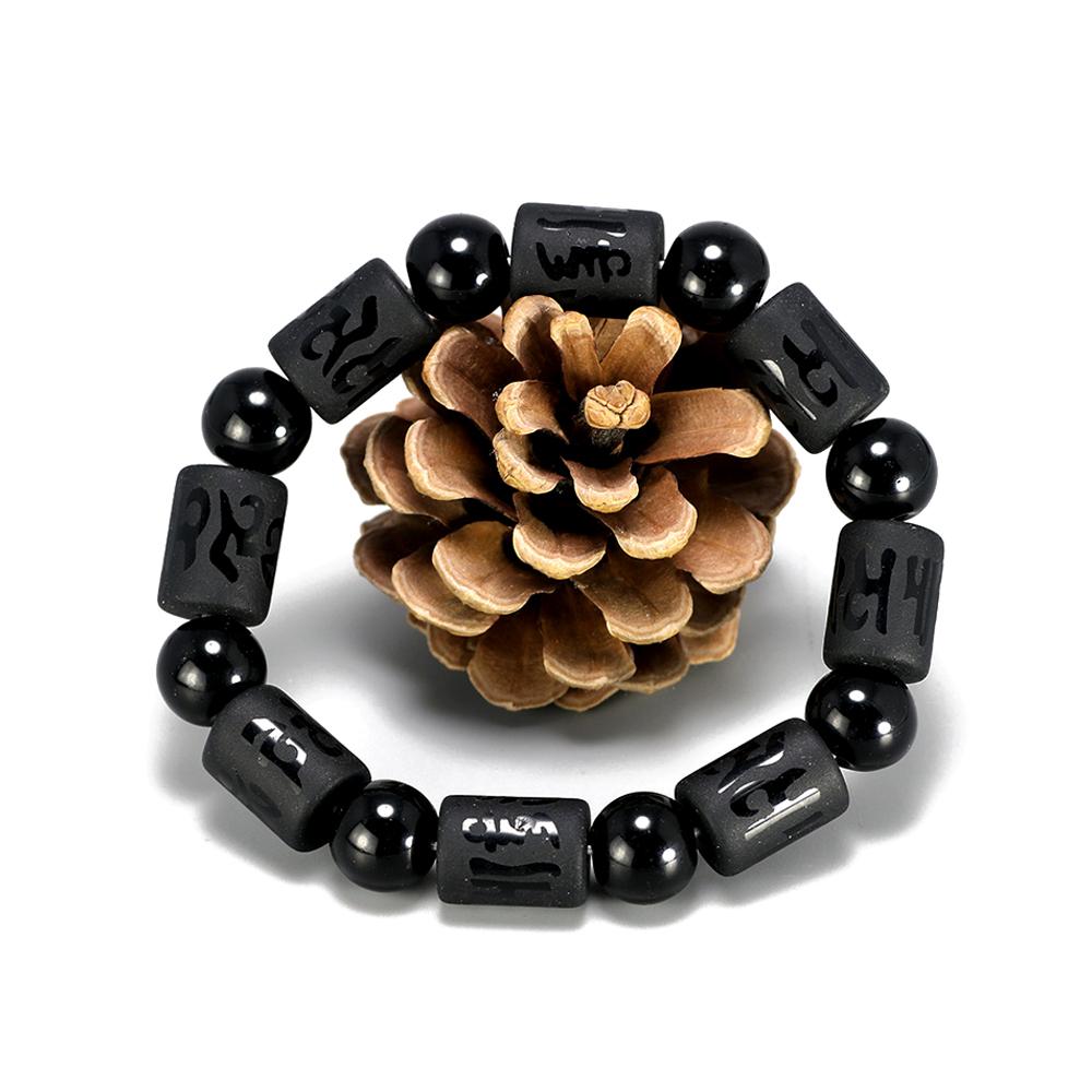 Natural Matte Obsidian Stones Energy Healing Mantra Bracelet-Your Soul Place