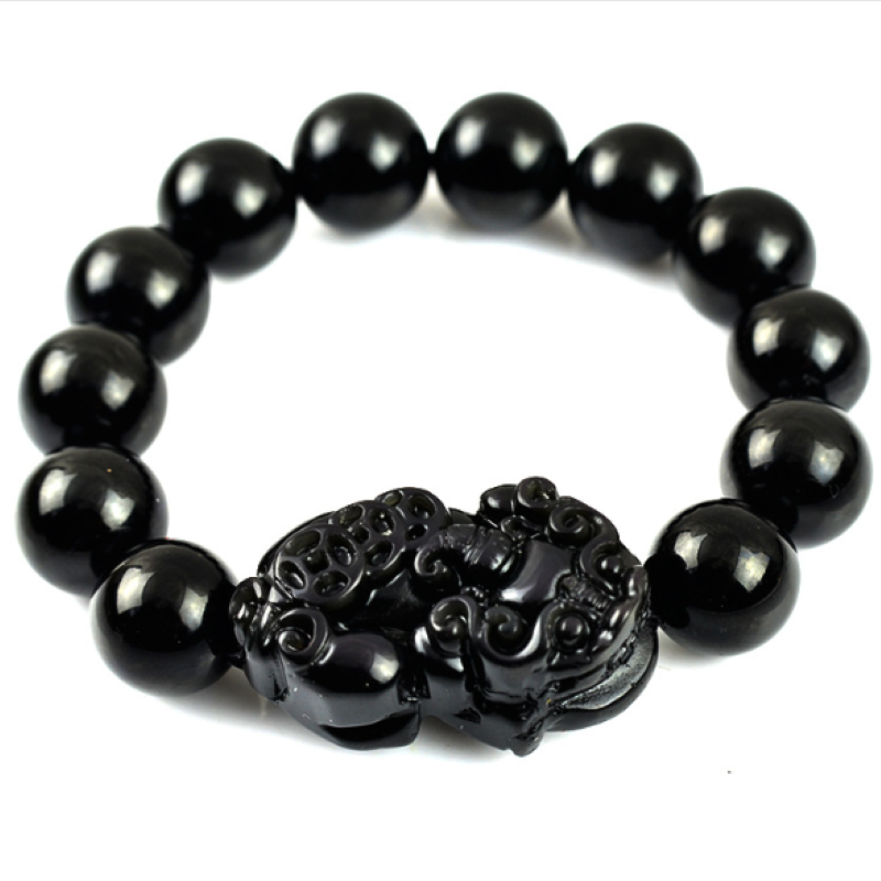 Natural Black Obsidian Pixiu Wealth Bracelet-Your Soul Place
