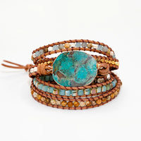 Thumbnail for Blue Chrysocolla & African Turquoise Wrap Bracelet