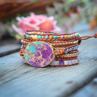 Thumbnail for Gold Imperial Jasper Wrap Bracelet-Your Soul Place