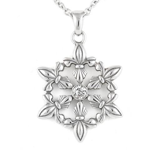 Snowflake Fleur De Lis Glimmer Necklace-Your Soul Place