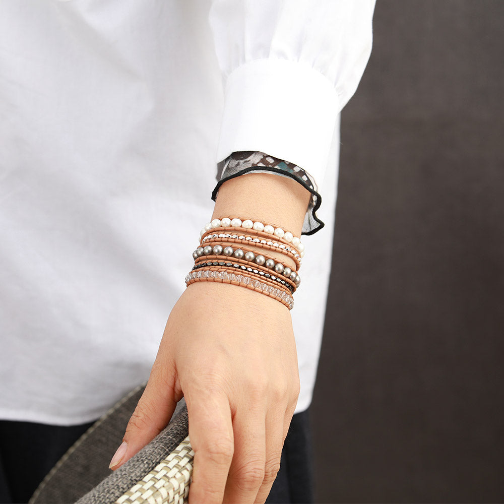 Exquisite 5-Layer Pearl Crystal Bracelet
