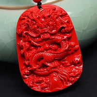 Thumbnail for Engraved Red Cinnabar Dragon Spirit Pendant Necklace