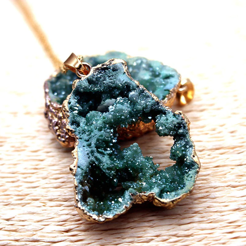 Blue Crystal Geode Necklace-Your Soul Place