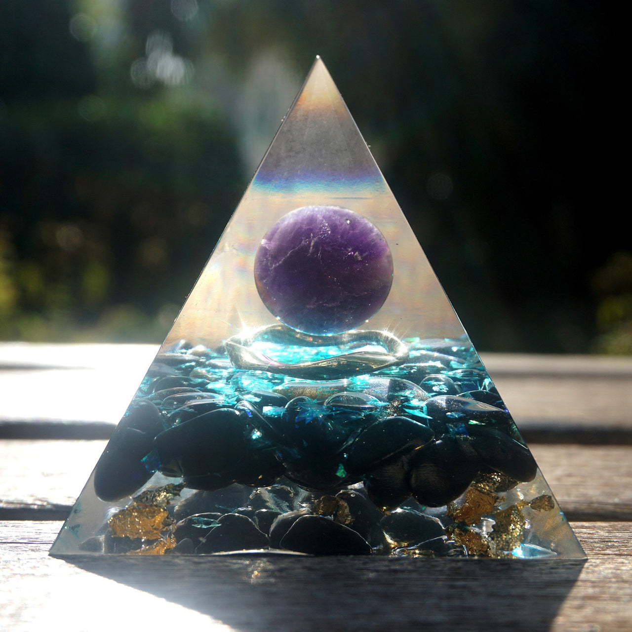 Amethyst Crystal Sphere Orgonite Pyramid