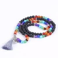 Thumbnail for Tree of Life 7 Chakra Black Lava Rock 108 Mala Beads Bracelet-Your Soul Place