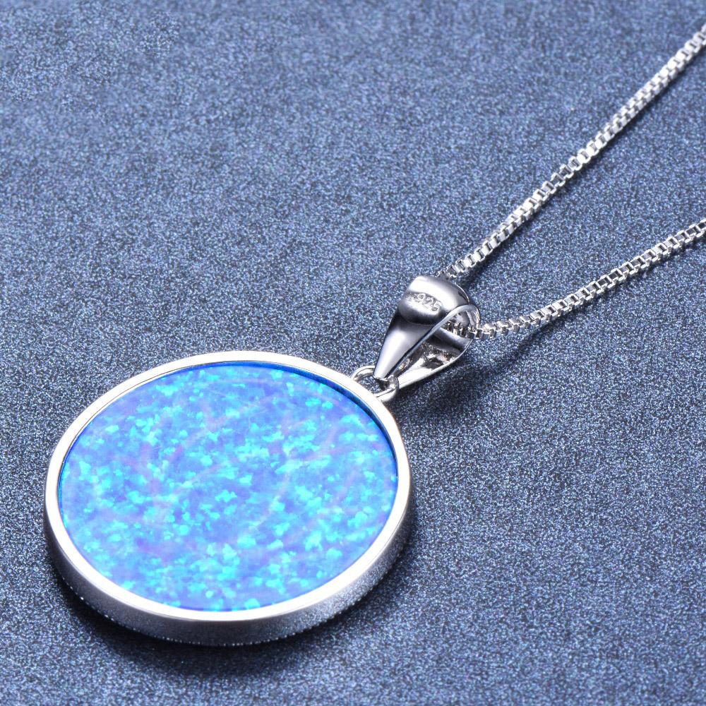 White/Blue Fire Opal Lotus 925 Sterling Silver Pendant Necklace-Your Soul Place