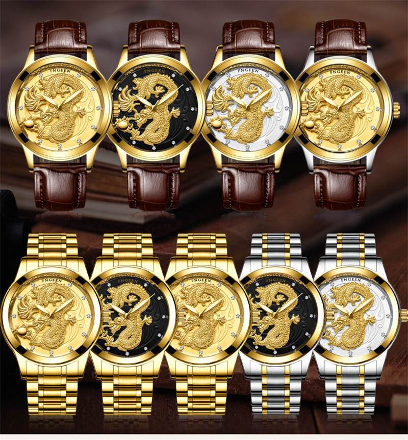 Luxury 3D Engaged Gold Dragon Spirit Watch-Your Soul Place