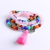 Thumbnail for Tree of Life 7 Chakra Rose Quartz 108 Mala Beads Bracelet-Your Soul Place