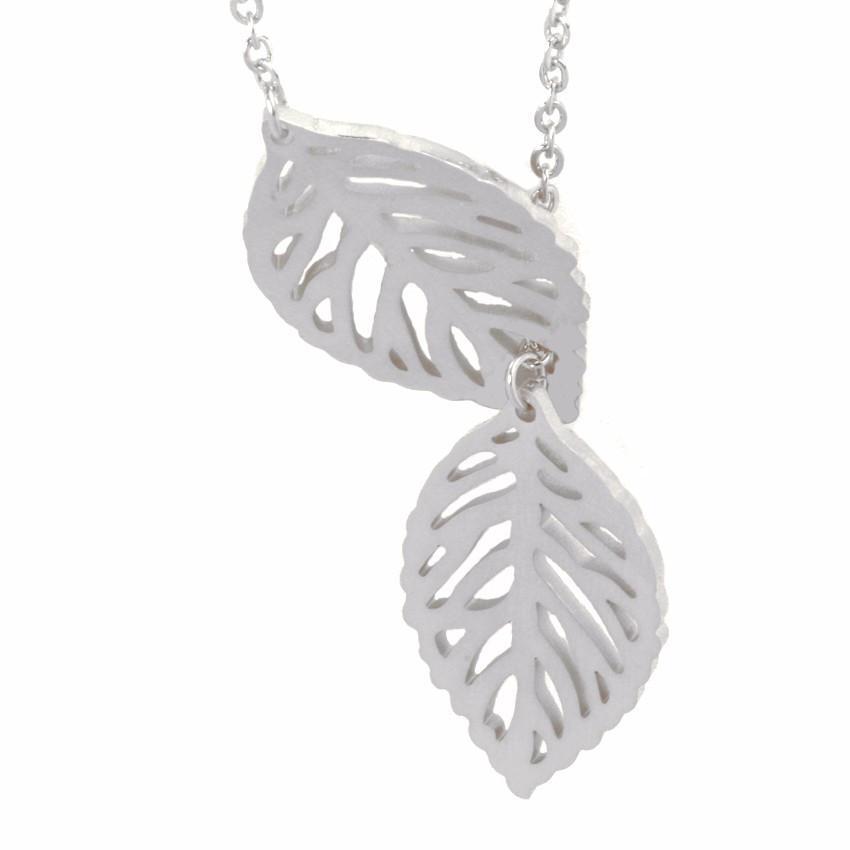 Double Leaf Stainless Steel Necklace-Your Soul Place
