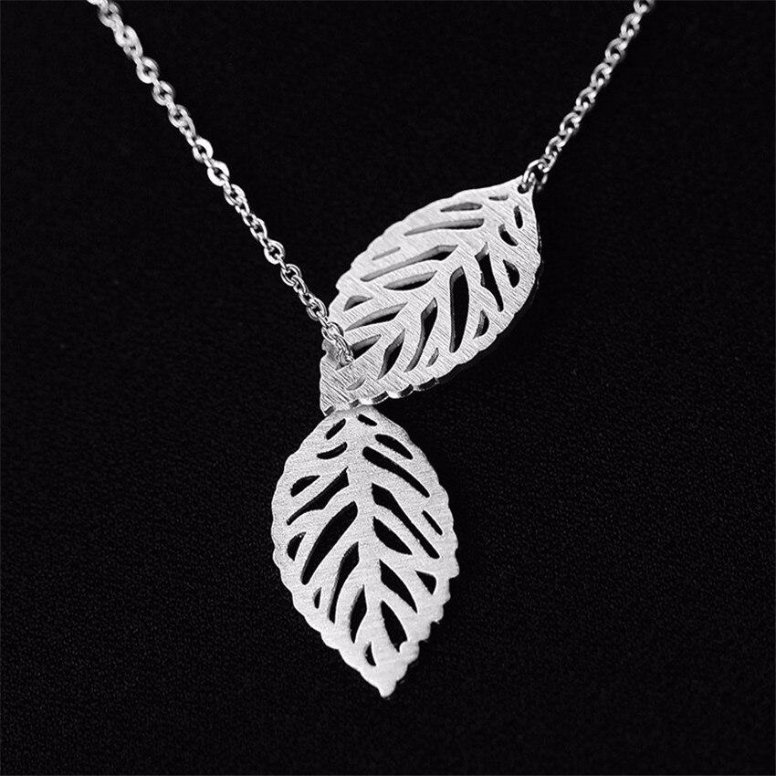 Double Leaf Stainless Steel Necklace-Your Soul Place