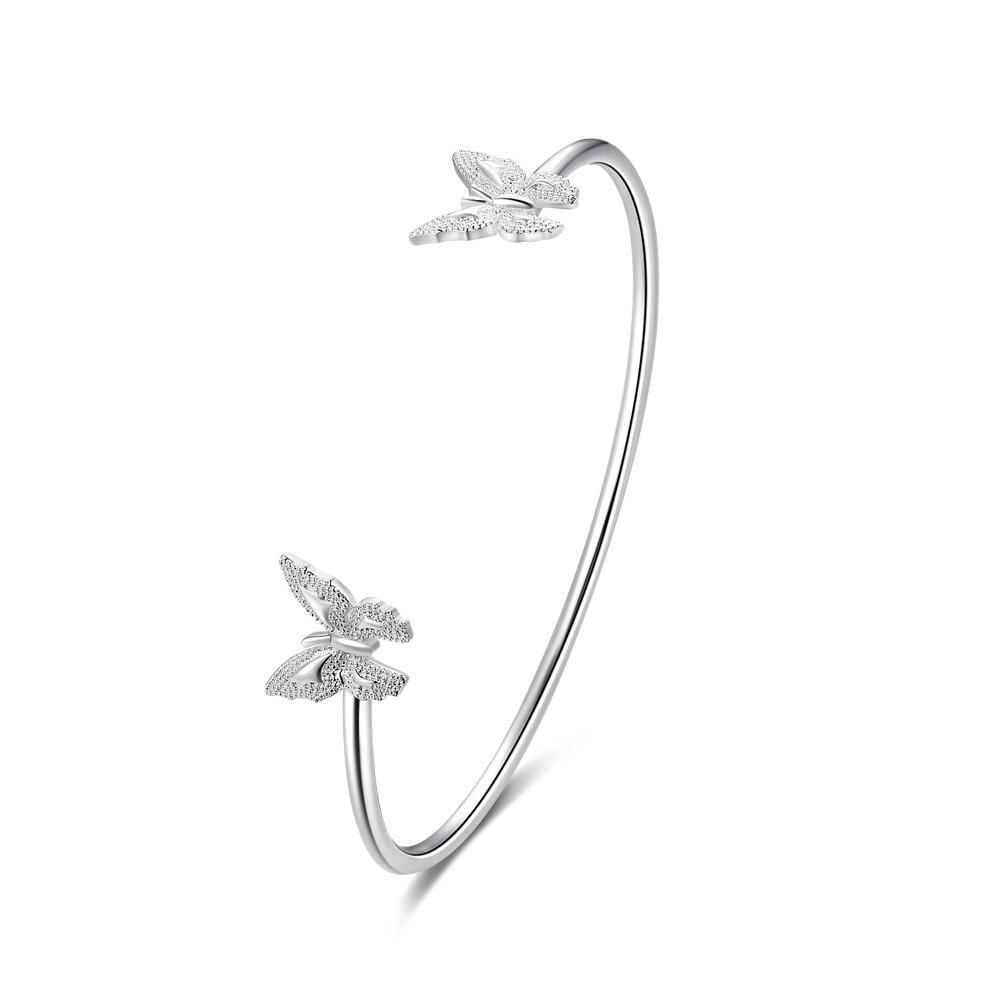 Twin Butterfly White Gold Bangle-Your Soul Place