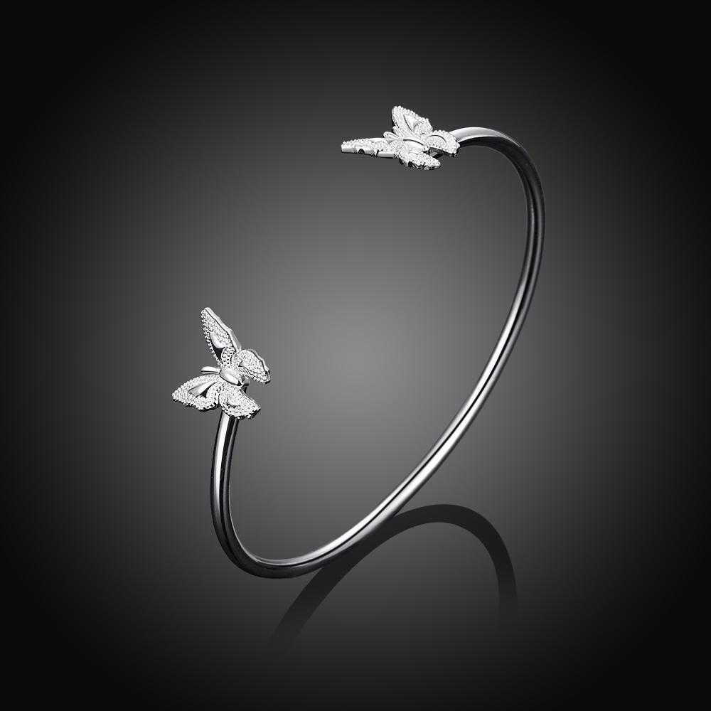 Twin Butterfly White Gold Bangle-Your Soul Place