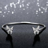Thumbnail for Twin Butterfly White Gold Bangle-Your Soul Place