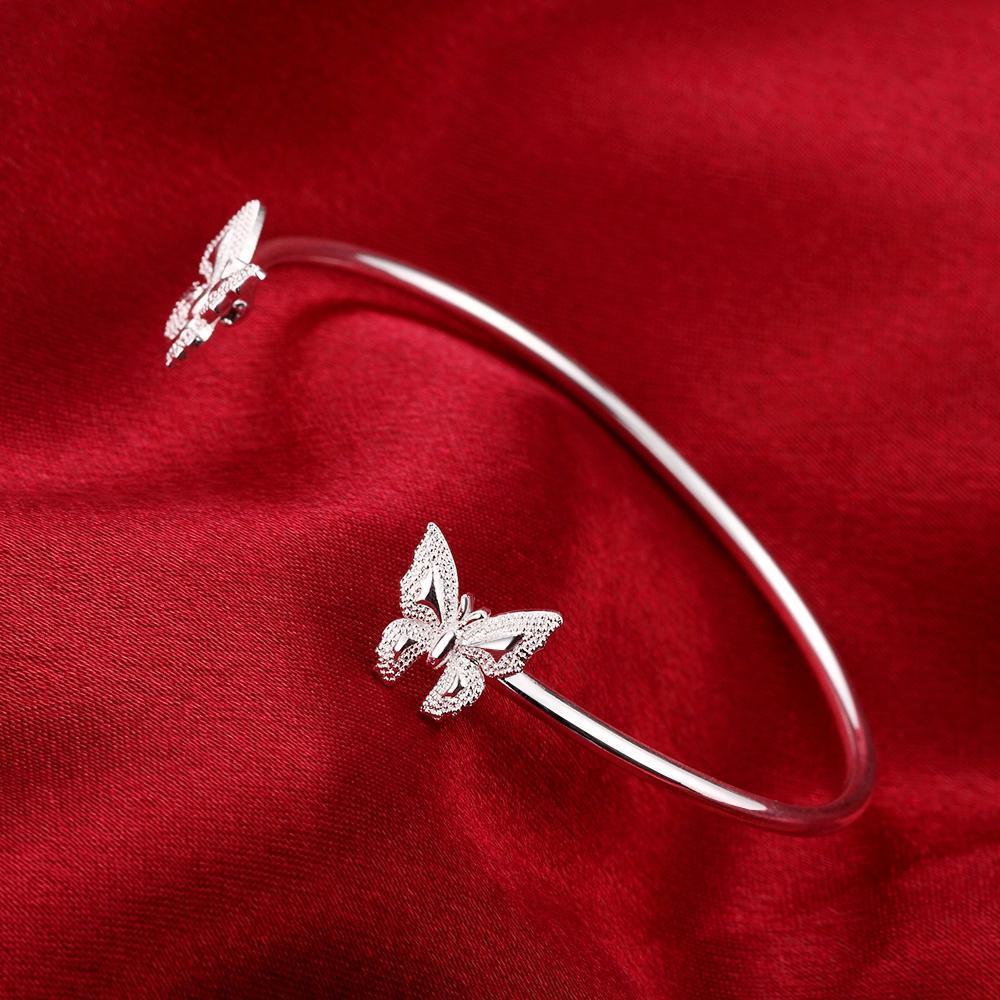 Twin Butterfly White Gold Bangle-Your Soul Place