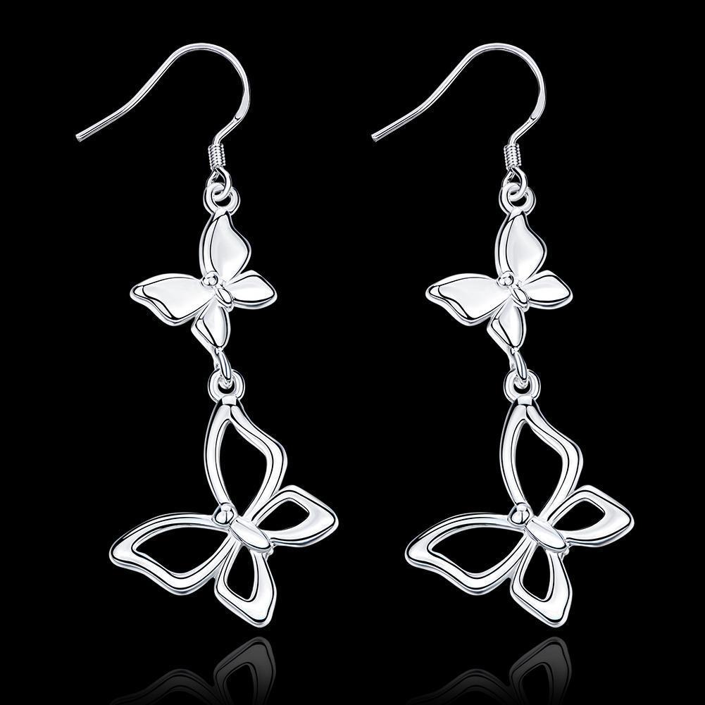 Double Butterfly Drop Earrings-Your Soul Place