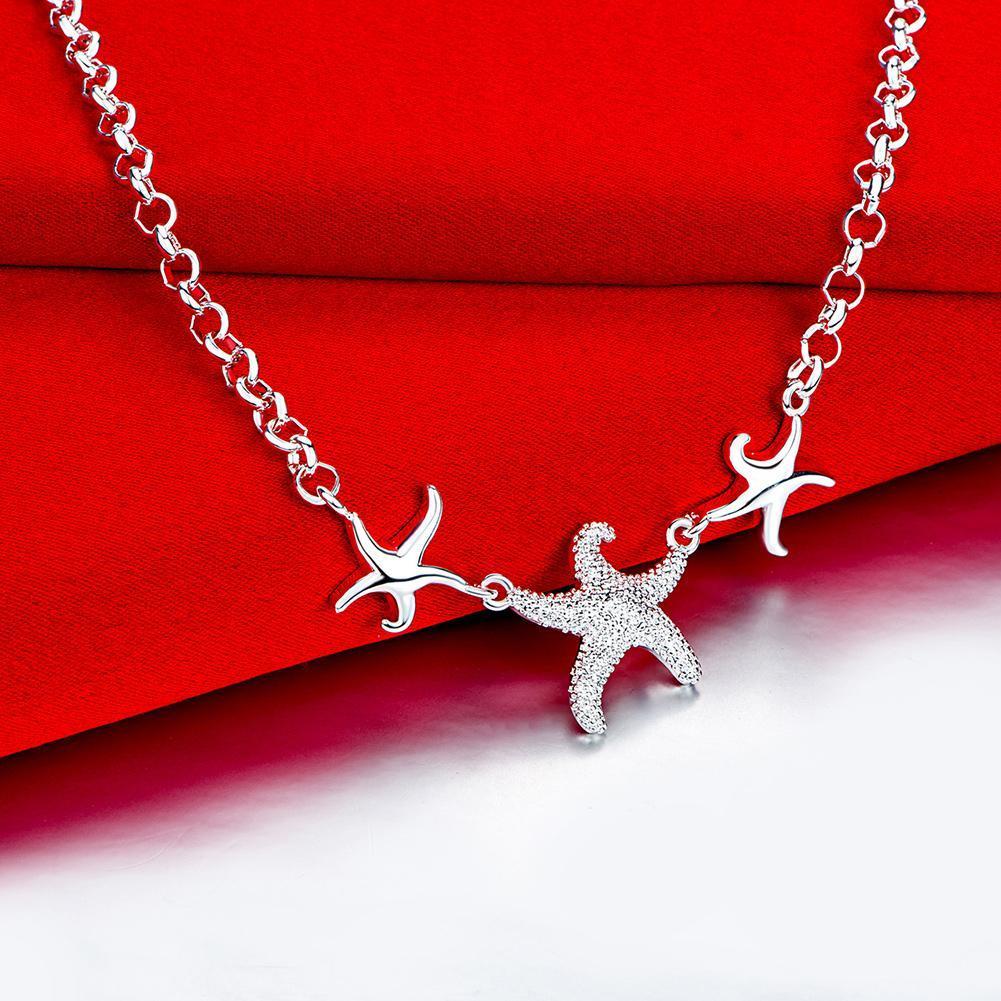 Triple Starfish White Gold Necklace-Your Soul Place