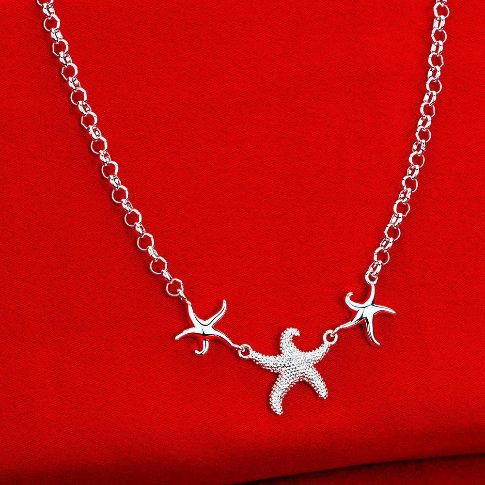 Triple Starfish White Gold Necklace-Your Soul Place