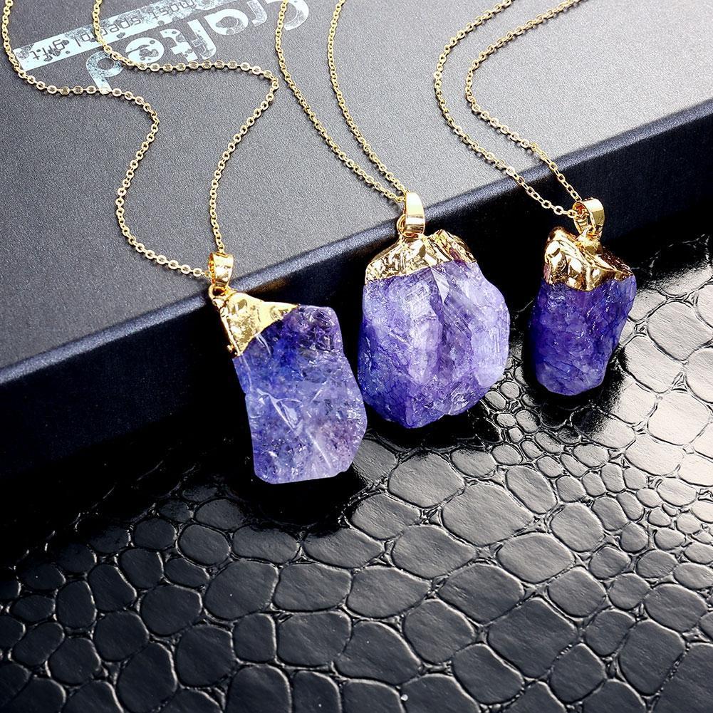 Natural Amethyst Gold Necklace-Your Soul Place