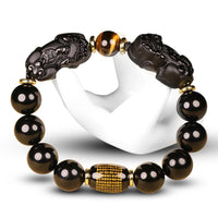 Thumbnail for Natural Gold Obsidian Double Pi Yao Wealth Bracelet-Your Soul Place