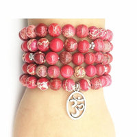 Thumbnail for Om Charm 108 Natural Red Regalite Mala-Your Soul Place