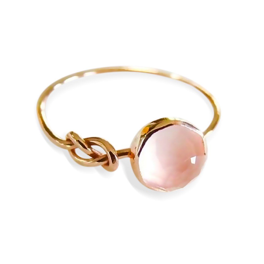 Pink Opal Lucky Knot Infinity Ring-Your Soul Place