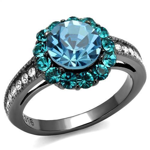 Sea Blue Crystal Stainless Steel Ring-Your Soul Place