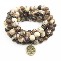 Thumbnail for Tree of Life Healing 108 Zebra Jasper Mala Beads-Your Soul Place