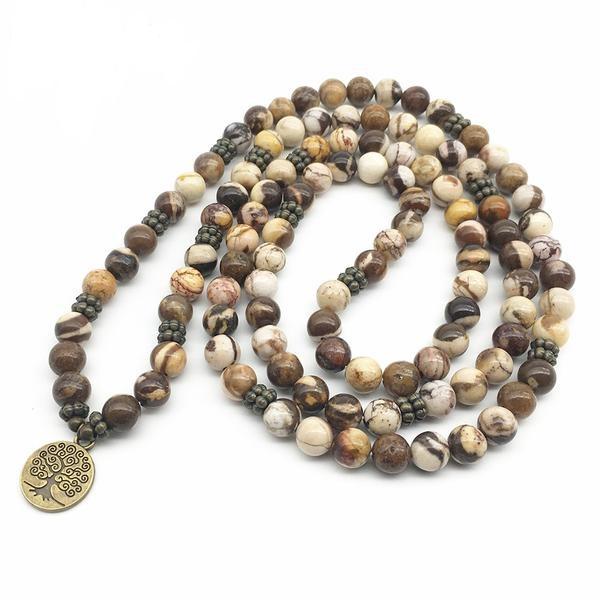 Tree of Life Healing 108 Zebra Jasper Mala Beads-Your Soul Place
