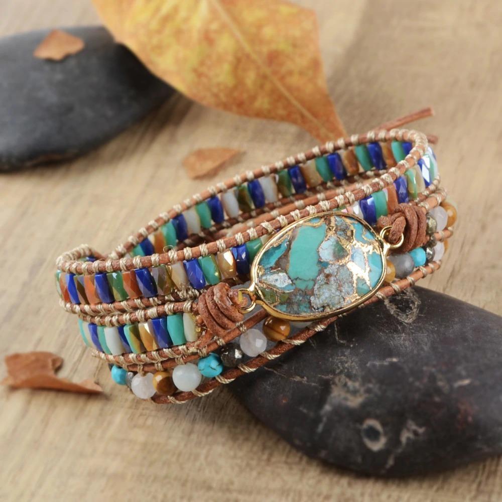Turquoise & Jasper Wrap Bracelet-Your Soul Place