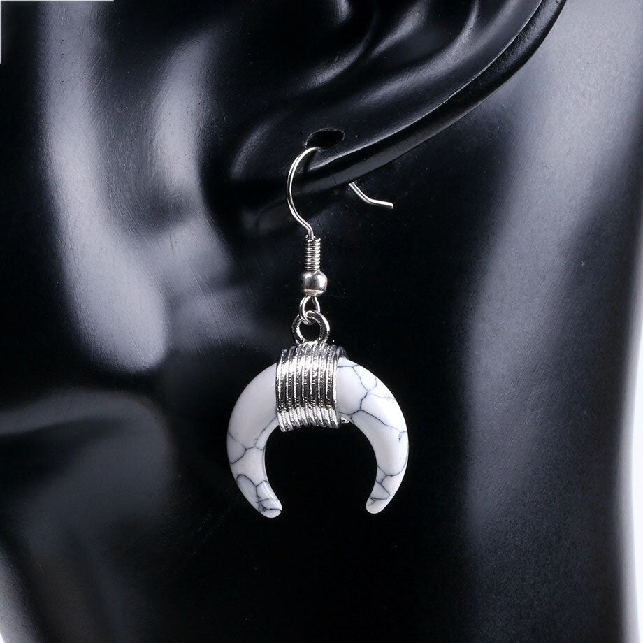 Crescent Moon Natural Earrings-Your Soul Place