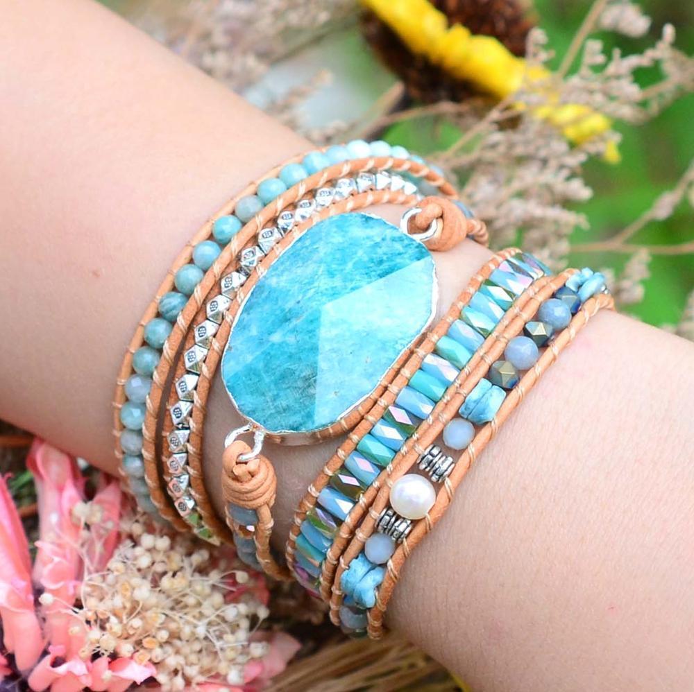 Water Blue Amazonite Wrap Bracelet-Your Soul Place