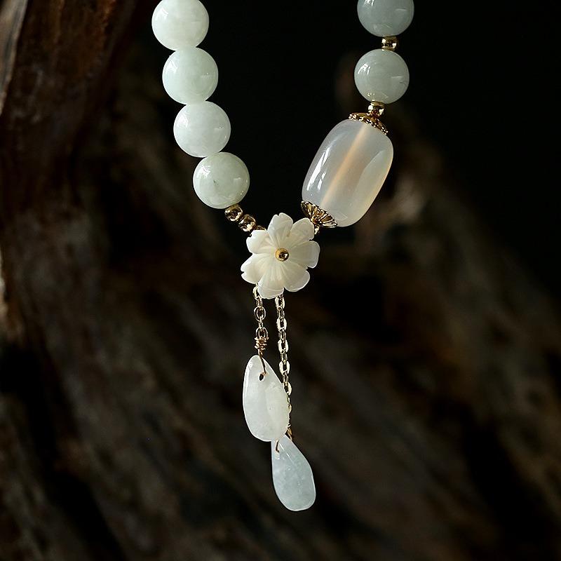 Shell Flower Bloom Jade & Agate Bracelet-Your Soul Place