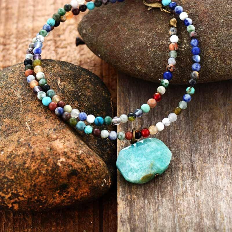 Bohemian Blues Amazonite Pendant Necklace-Your Soul Place