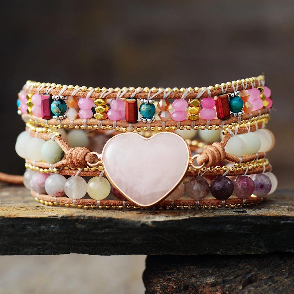 Romantic Pink Rose Quartz Wrap Bracelet-Your Soul Place
