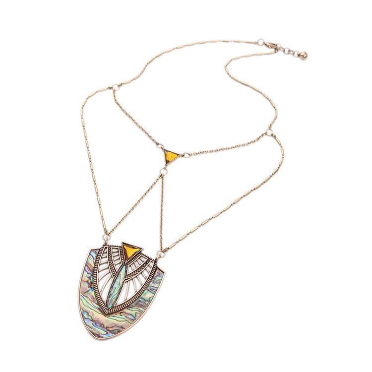 Abalone Shell Scarab Inspired Gold Layered Necklace-Your Soul Place