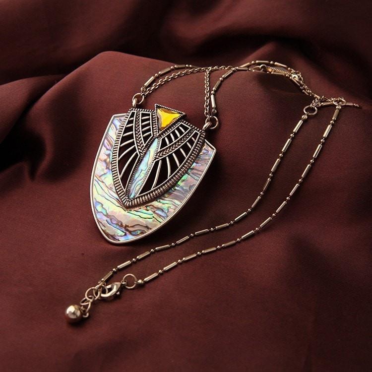 Abalone Shell Scarab Inspired Gold Layered Necklace-Your Soul Place