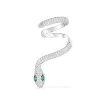Thumbnail for Handcrafted Snake Ring & Earrings With White And Green Stones- Silver-Your Soul Place